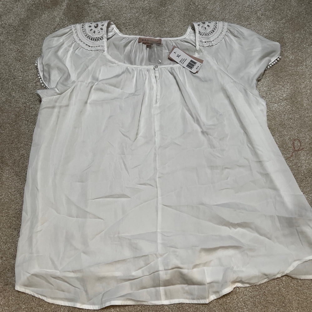 Philosophy White Blouse with Embroidered Details